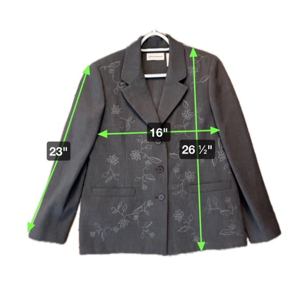 Alfred Dunner Womens Embroidered Blazer Size 10 Gray - Picture 7 of 7